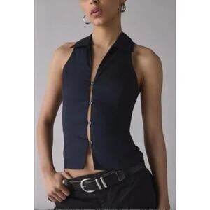 NWT Urban Outfitters‎ Party Girl Button Down Sleeveless Shirt Black, Sz XL